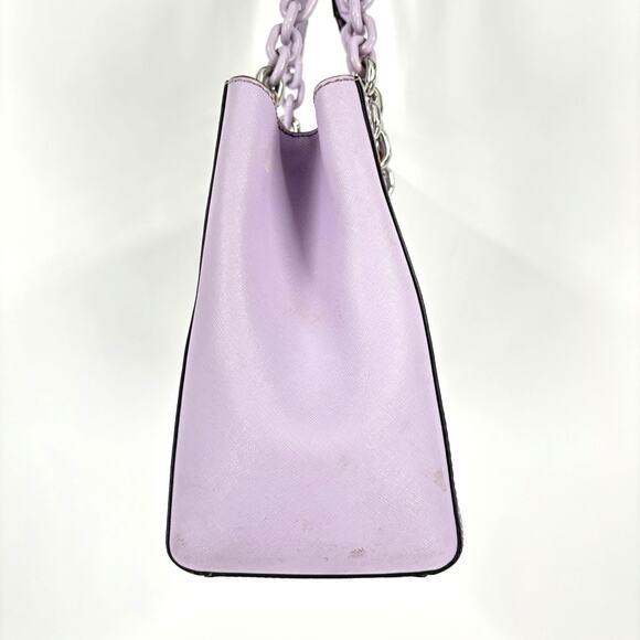 MICHAEL KORS Cynthia Convertible Satchel Purple Crossbody Dual Chain Handles - Picture 3 of 14